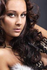 Fototapeta premium Beauty woman in lingerie close-up portrait