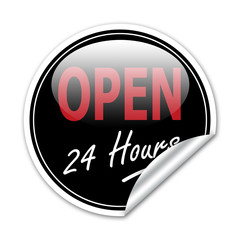 Pegatina OPEN 24h con reborde