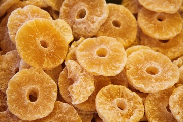 Dried candied pineapple slices