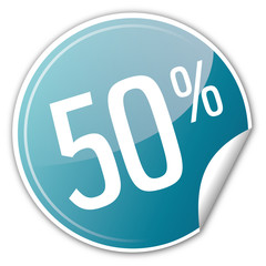 Button Rabatt - bis 50% prozent sparen reduziert blau