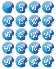 Button Rabatt Set - prozent sparen reduziert blau
