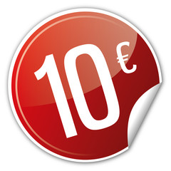 Button Rabatt - 10€ euro sparen reduziert rot