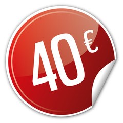 Button Rabatt - 40€ euro sparen reduziert rot