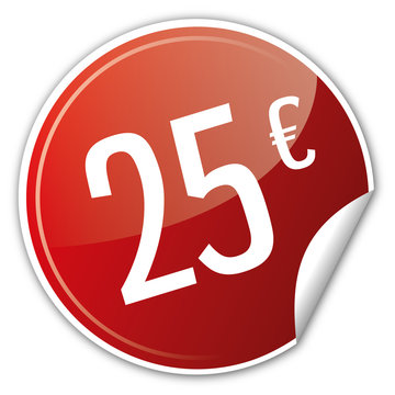 Button Rabatt - 25&euro; euro sparen reduziert rot