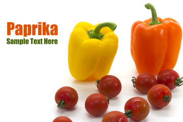 Paprika and Tomato on white background