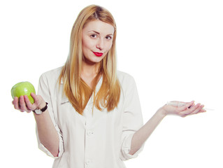 woman doctor with apple