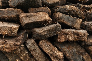 close up of peat digging on Harris, Scotland
