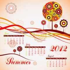 Fototapeta premium Tree summer calendar 2012, vector