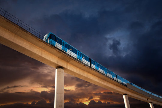 Fototapeta Elevated railway with train