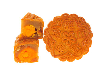 Moon Cakes With  Sectional  View Showing  The Egg Yolks