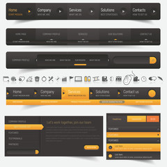 Web design navigation set with icons set - obrazy, fototapety, plakaty