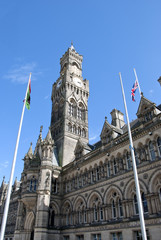 Fototapeta na wymiar English City Hall and Clocktower