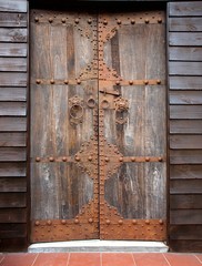Old Wooden Door with Bronze Fittings