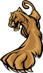 Naklejka premium Cougar Mascot Body Prowling Graphic