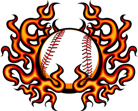 Baseball Template with Flames