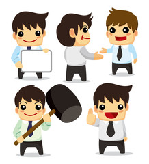 4 funny cartoon office worker set ,icons