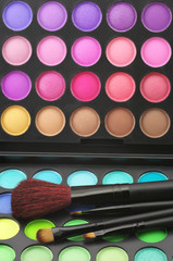 Eye shadows palette and brushes