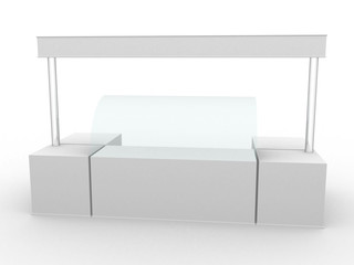 Simple white promotion counter. 3D rendered image