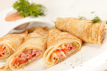 Pancakes with Salmon