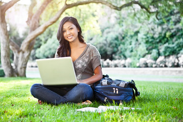Asian student on campus