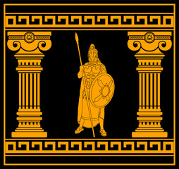 fantasy warrior with with columns. second variant