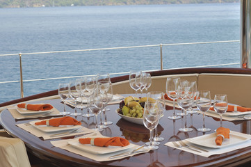 dinner table on the boat