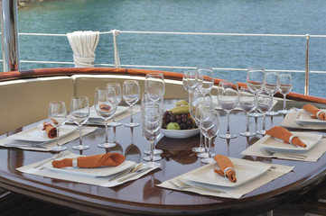 dinner table on the boat