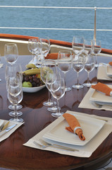 dinner table on the boat