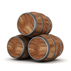 image of the old oak barrels on a white background