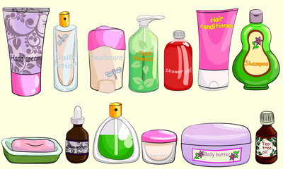 Collection of bath cosmetics