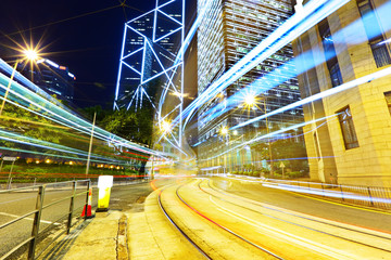 Fototapeta na wymiar traffic in Hong Kong at night