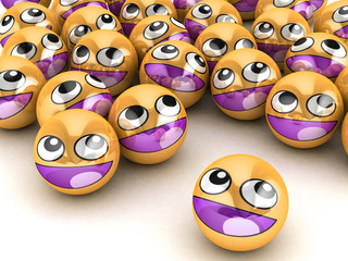 3D Round Smiley Faces.