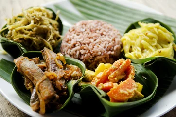 Fototapeten vegetarian curry with rice in bali indonesia © TravelPhotography