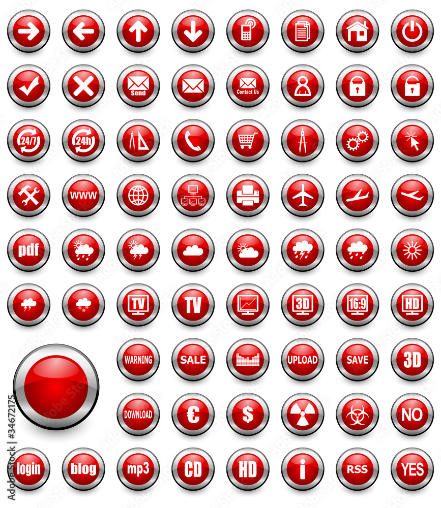 Poster black multimedia buttons set