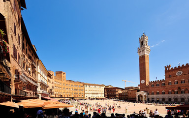 Siena Piazza del Campo - obrazy, fototapety, plakaty