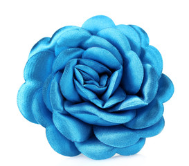 beautiful blue satin flower isolated on white