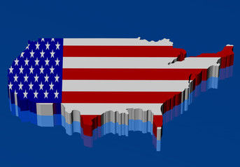 United States Map with flag