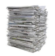 Pile of newspapers with clipping path