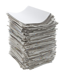 Pile of newspapers with clipping path