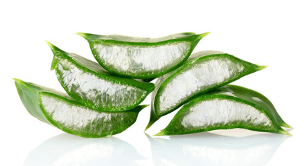 chopped leaf aloe vera isolated on white
