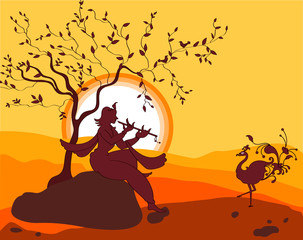 Shadow Art Shri Krishna Playing Flute, Peacock dancing © Ajay Shrivastava