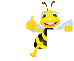 bee with blank sign