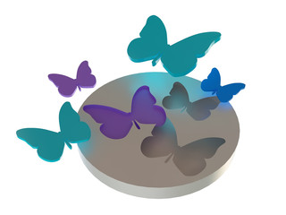 Ecological Concept with Blue and Violet Butterflies