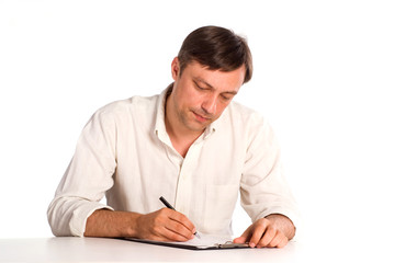 man with pen