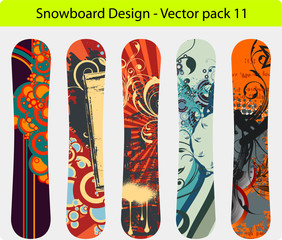 Snowboard design pack 11 - full editable vector Illustration