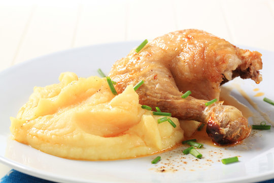 Roasted chicken and mashed potato