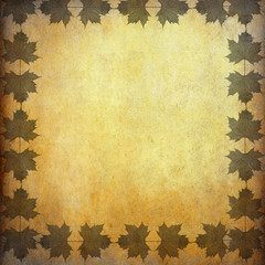 Grunge paper with leaf frame and space