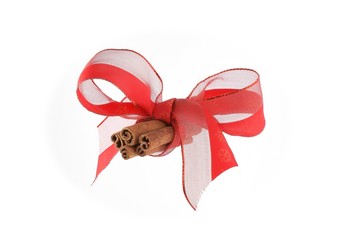 cinnamon with red ribbon - christmas decoration