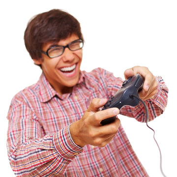 Happy Teen Play Video Game