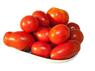 Red tomatoes isolated on white background